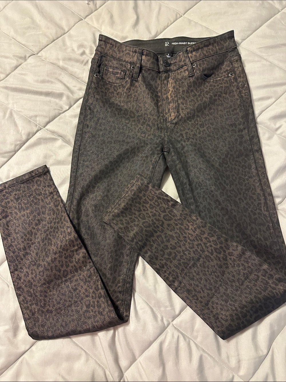 Size 0 New York & Company Women's Skinny Jeans - black/Brown Leopard Print
